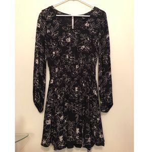 Black Floral Long Sleeve Dress